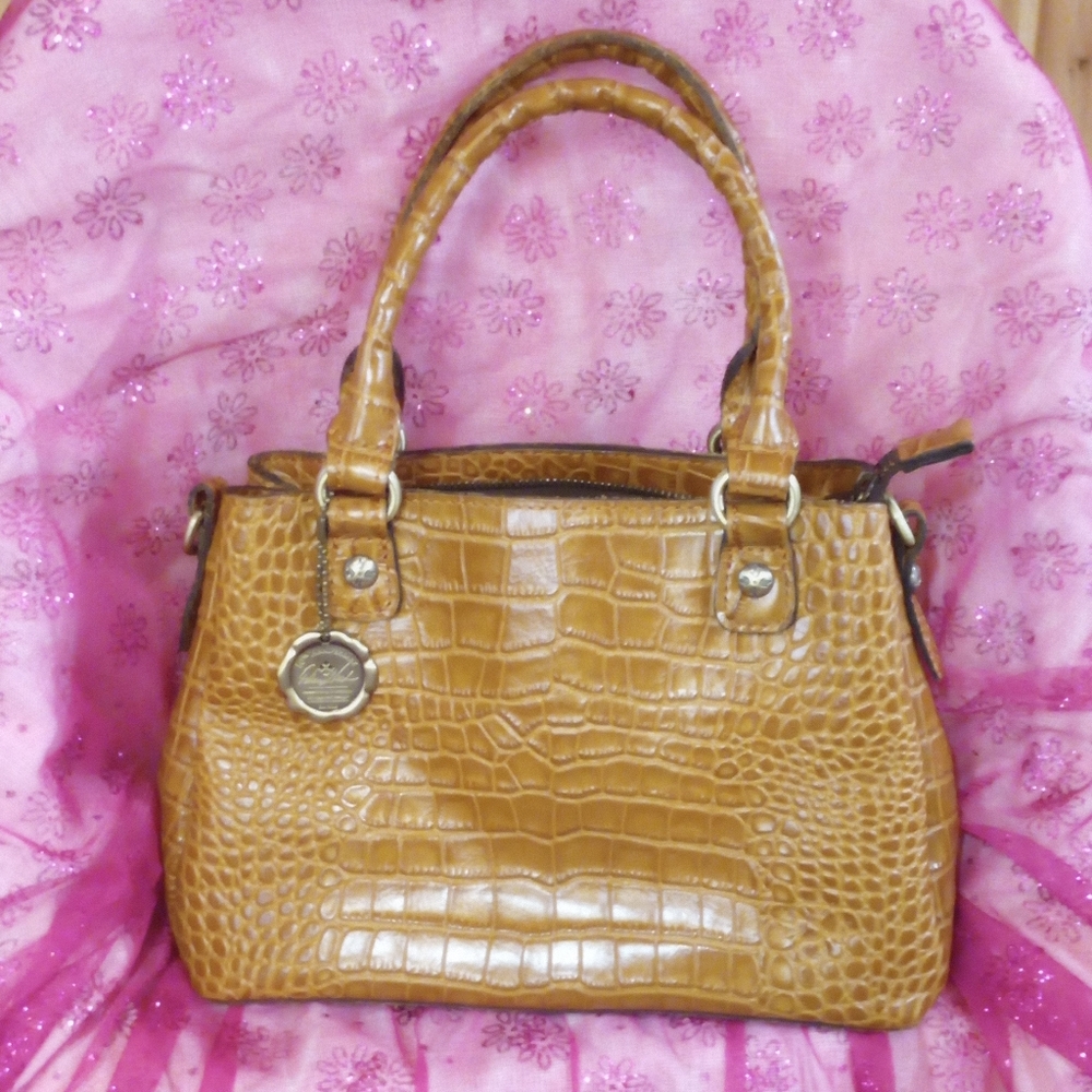 Patricia Nash Mini Elegant Crocodile Pattern Tan Handbag